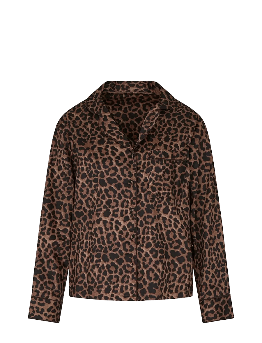 Hunkemöller - JACKET LS CO SATEEN LEOPARD - langærmede skjorter - black - 1