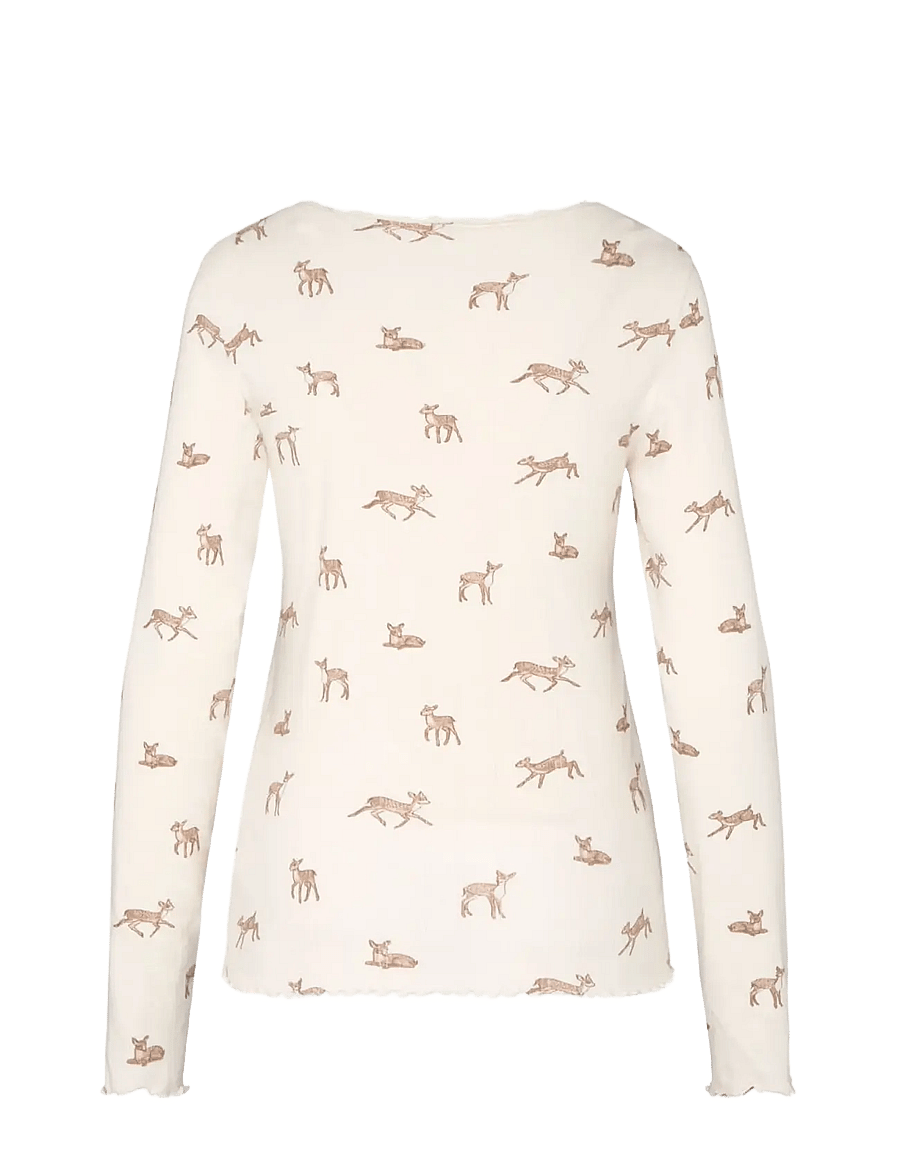 Hunkemöller - TOP LS POINTELLE LACE DEER - gardenia - 2