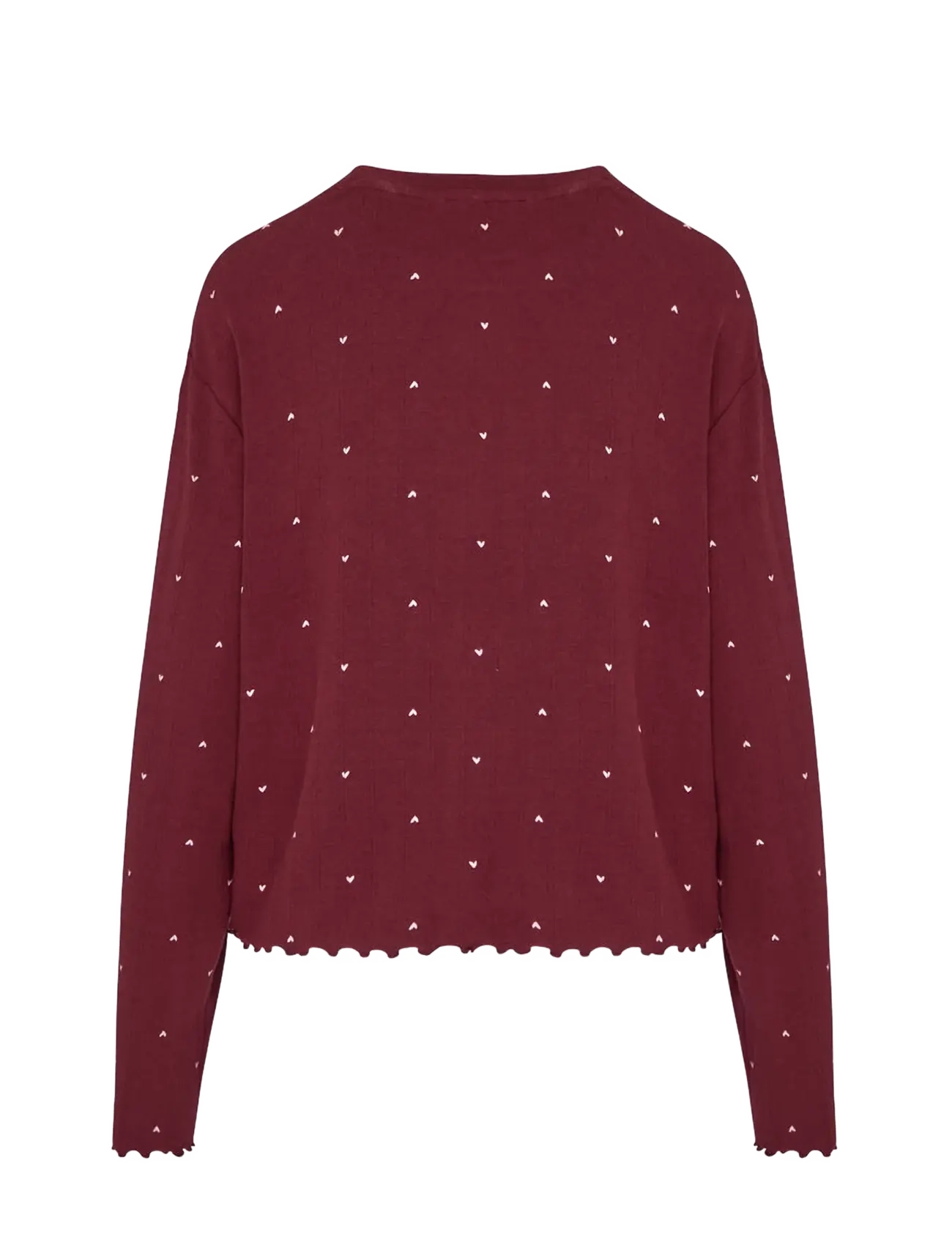 Hunkemöller - TOP LS LOOSE POINTELLE HEART - tawny port - 2