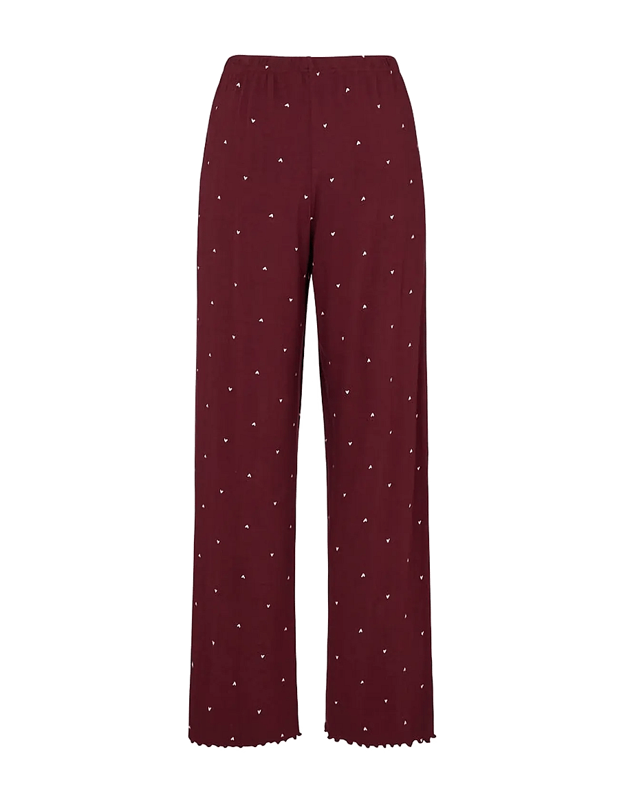 Hunkemöller - PANT LOOSE POINTELLE HEART - tawny port - 1