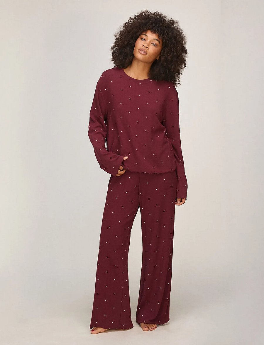 Hunkemöller - PANT LOOSE POINTELLE HEART - tawny port - 3