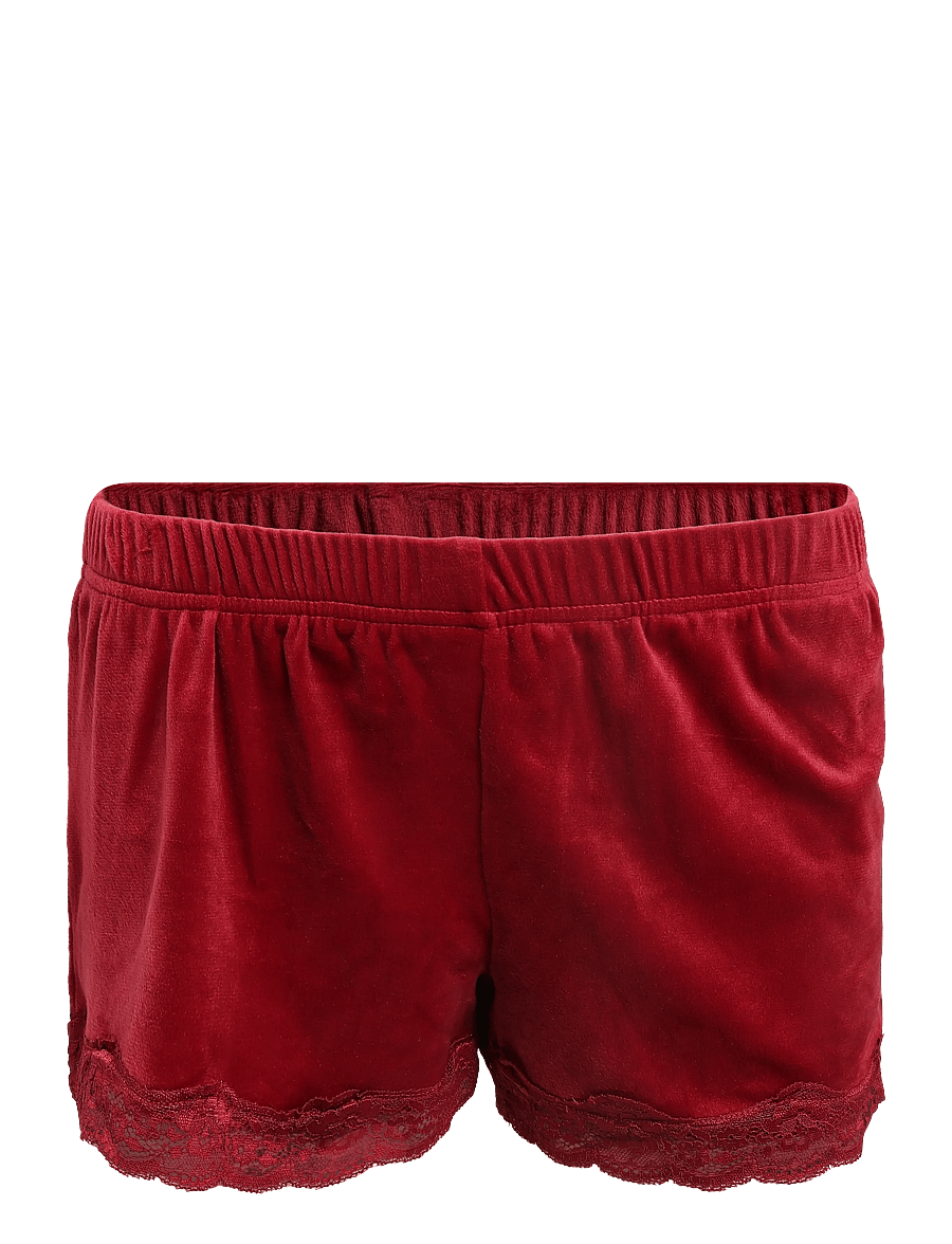 Hunkemöller - SHORT VELOURS SCALLOP LACE - pyjamasshorts - biking red - 1