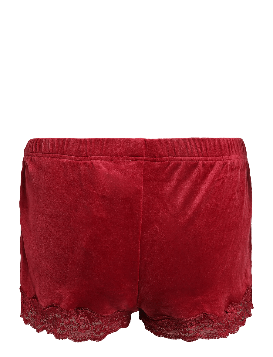 Hunkemöller - SHORT VELOURS SCALLOP LACE - pyjamasshorts - biking red - 2