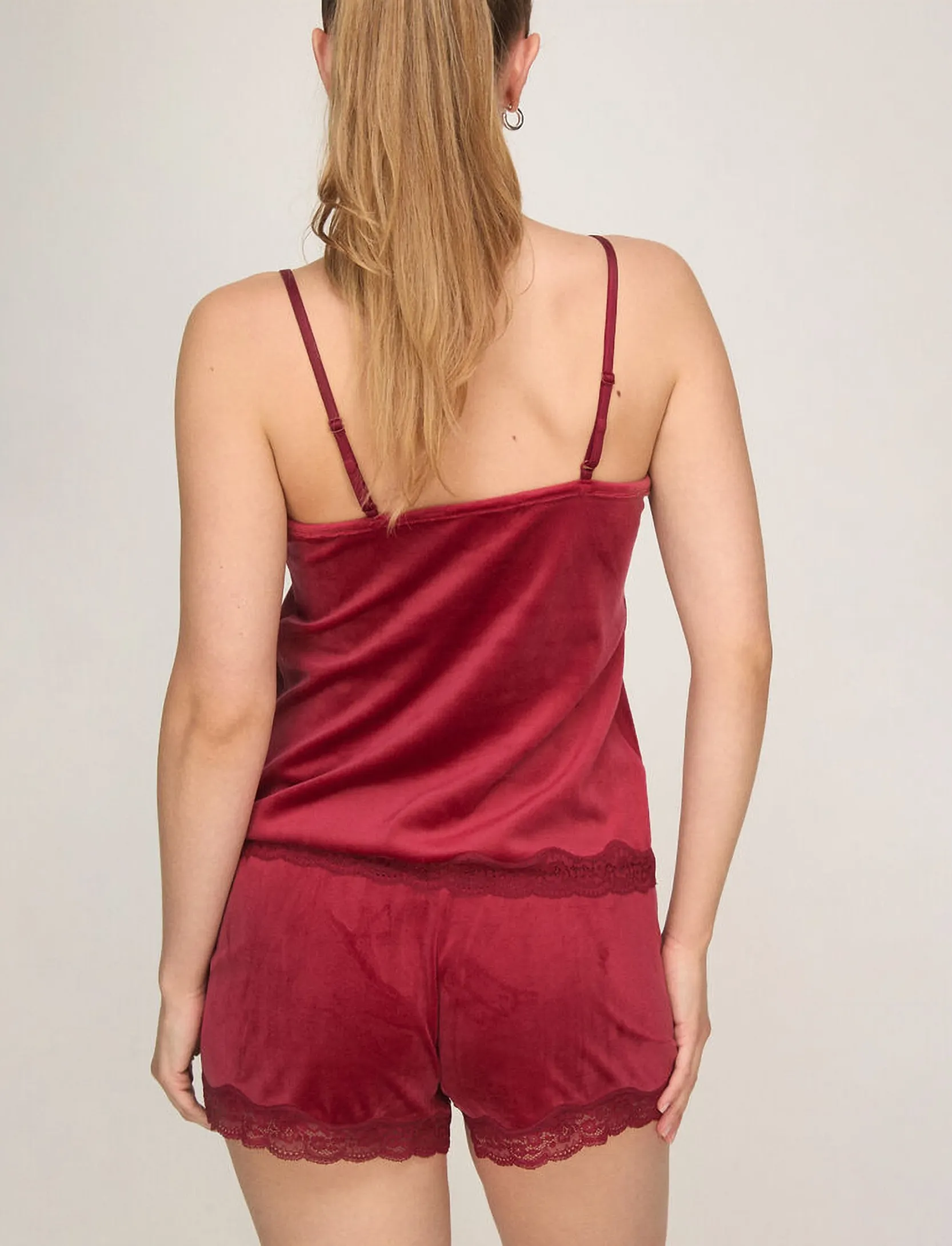 Hunkemöller - SHORT VELOURS SCALLOP LACE - die niedrigsten preise - biking red - 5