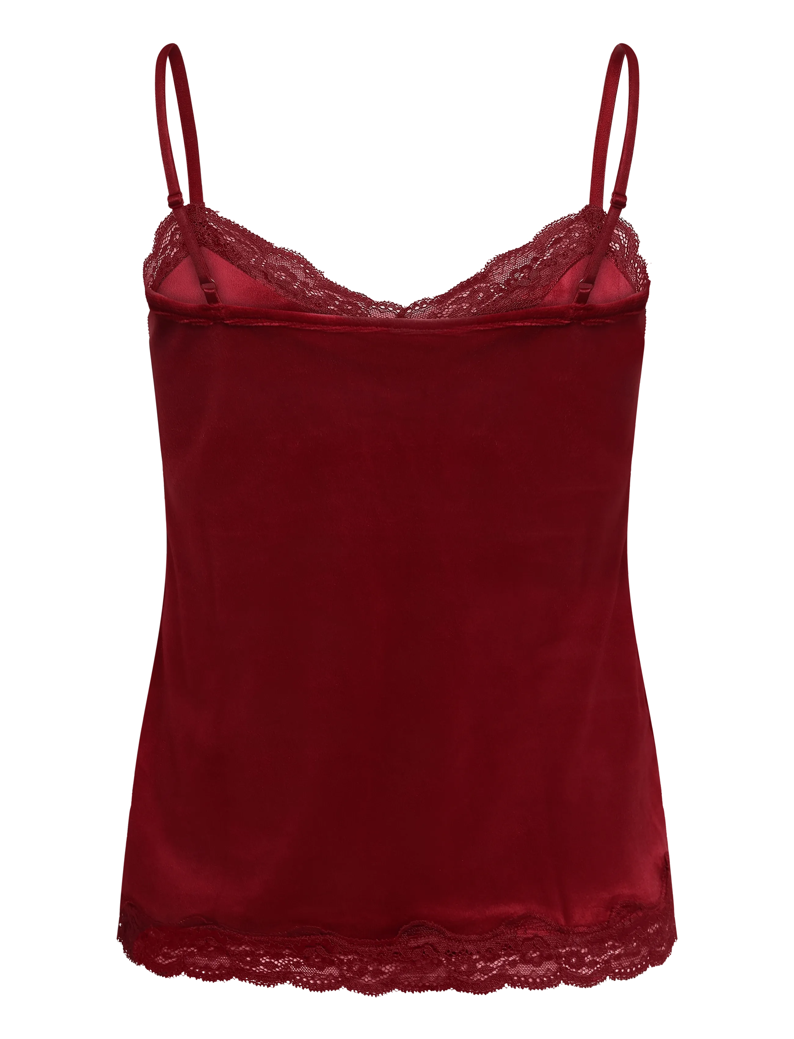Hunkemöller - CAMI VELOURS SCALLOP LACE - madalaimad hinnad - biking red - 2