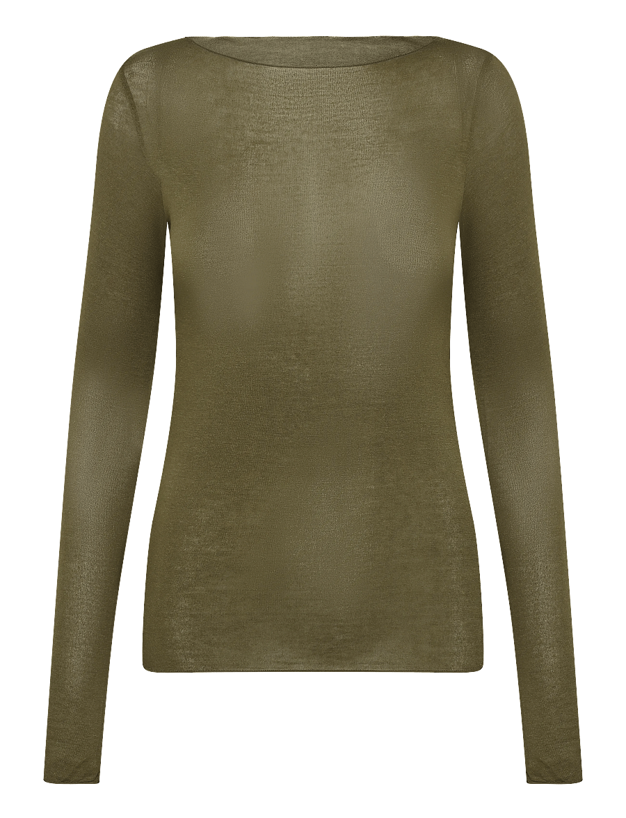 Hunkemöller - TOP LS BOATNECK INTIMATES - Överdelar - dark olive - 1