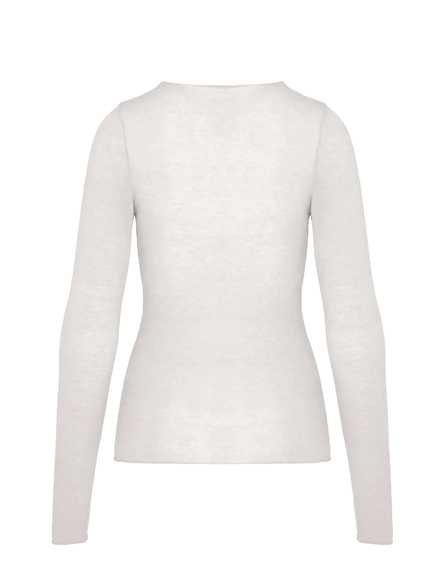 Hunkemöller - TOP LS V-NECK LACE INTIMATES - soft grey melange - 2