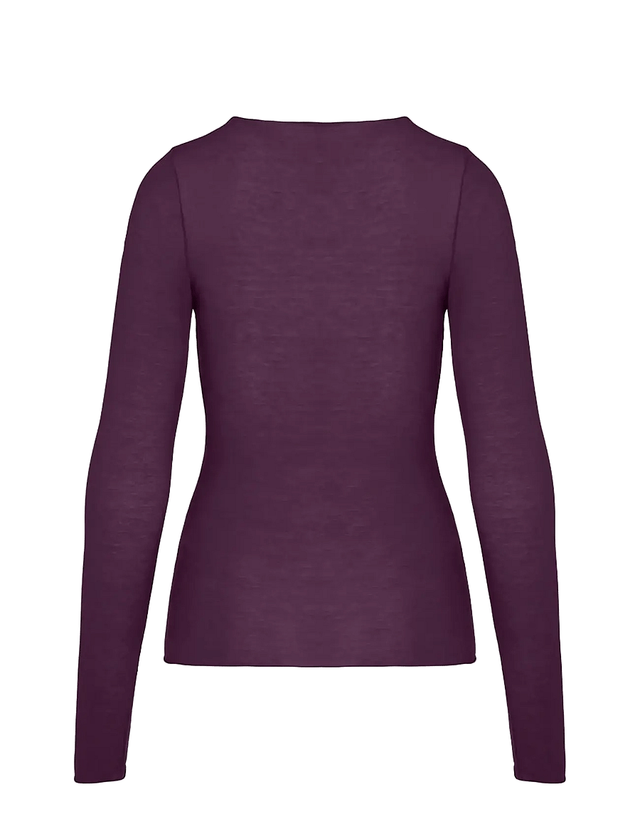 Hunkemöller - TOP LS V-NECK LACE INTIMATES - blackberry wine - 2