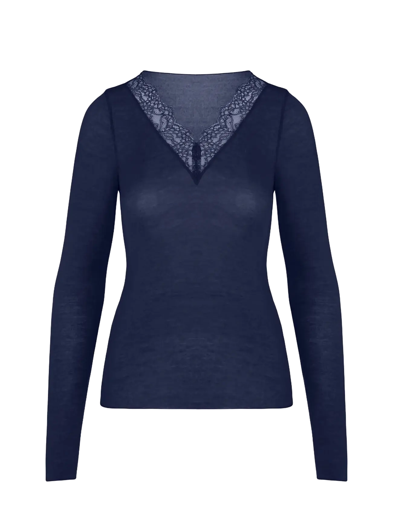 Hunkemöller - TOP LS V-NECK LACE INTIMATES - peacoat - 1