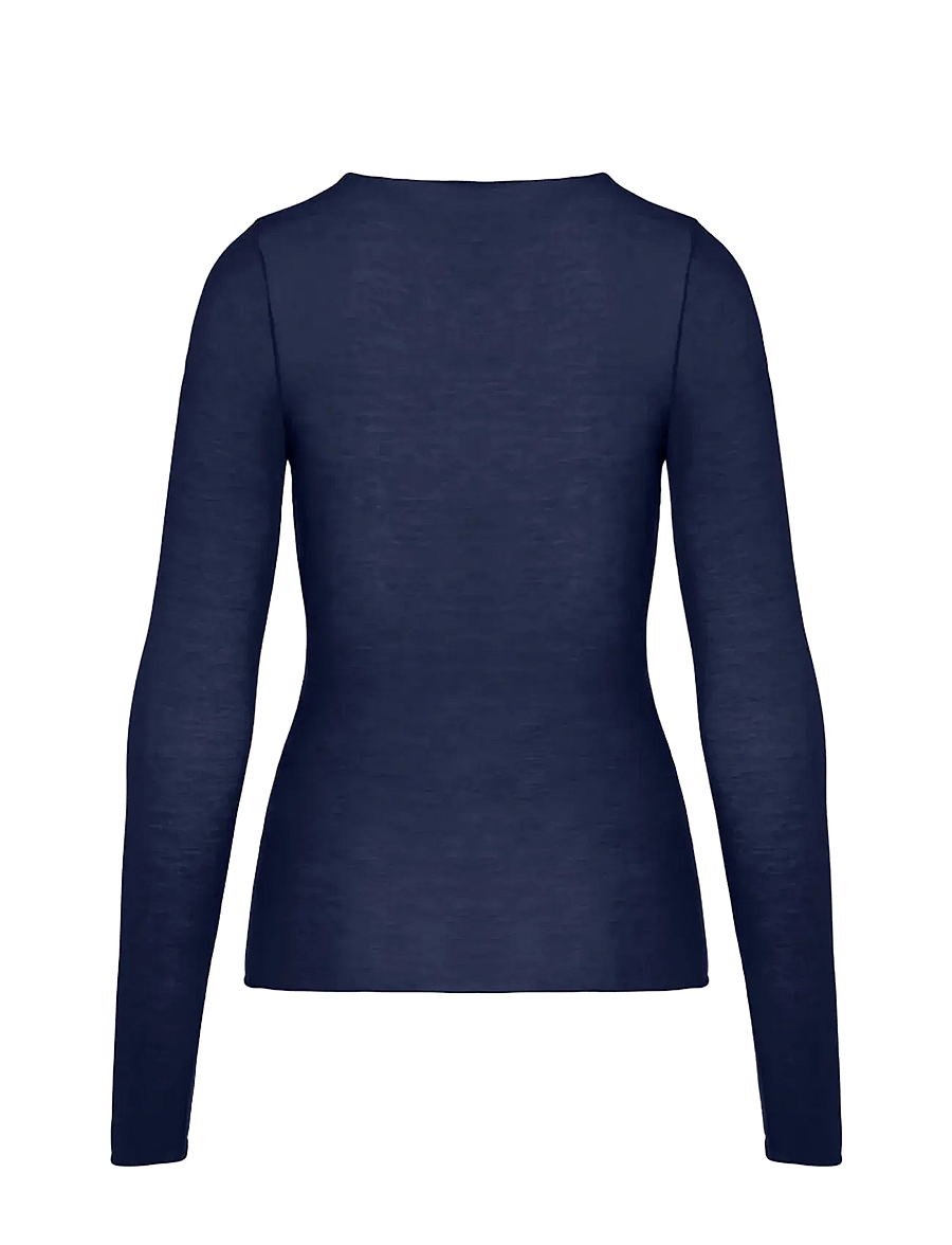 Hunkemöller - TOP LS V-NECK LACE INTIMATES - peacoat - 2