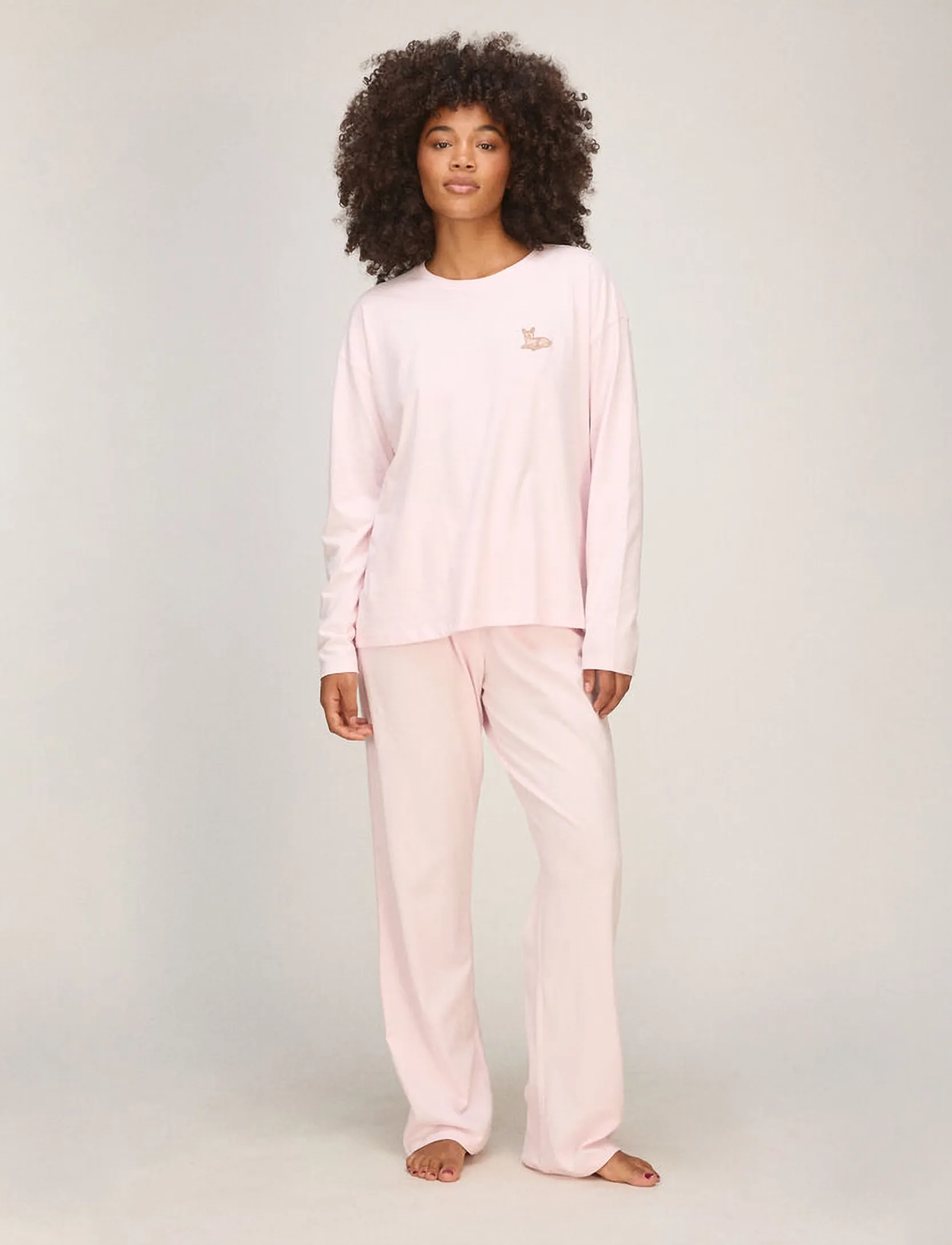Hunkemöller PJ LS COTTON JERSEY DEER - Hunkemöller - BALLERINA / pink/rose