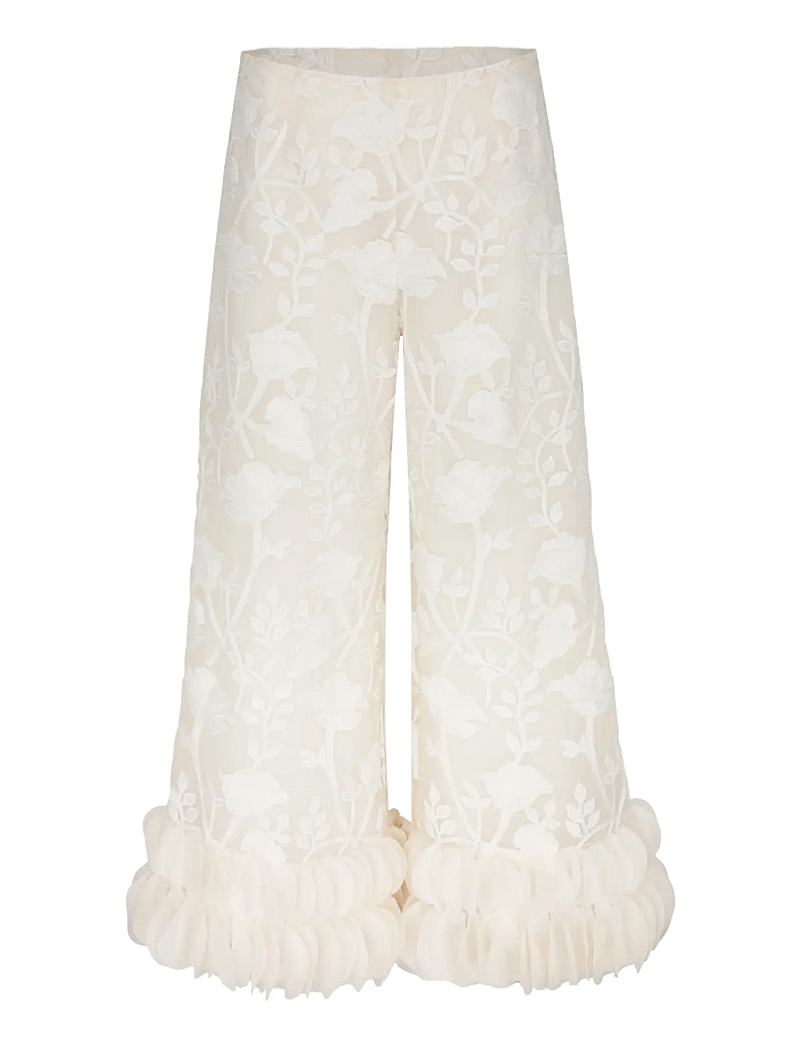 Hunkøn - Aiko Trousers - laia säärega püksid - cream - 1
