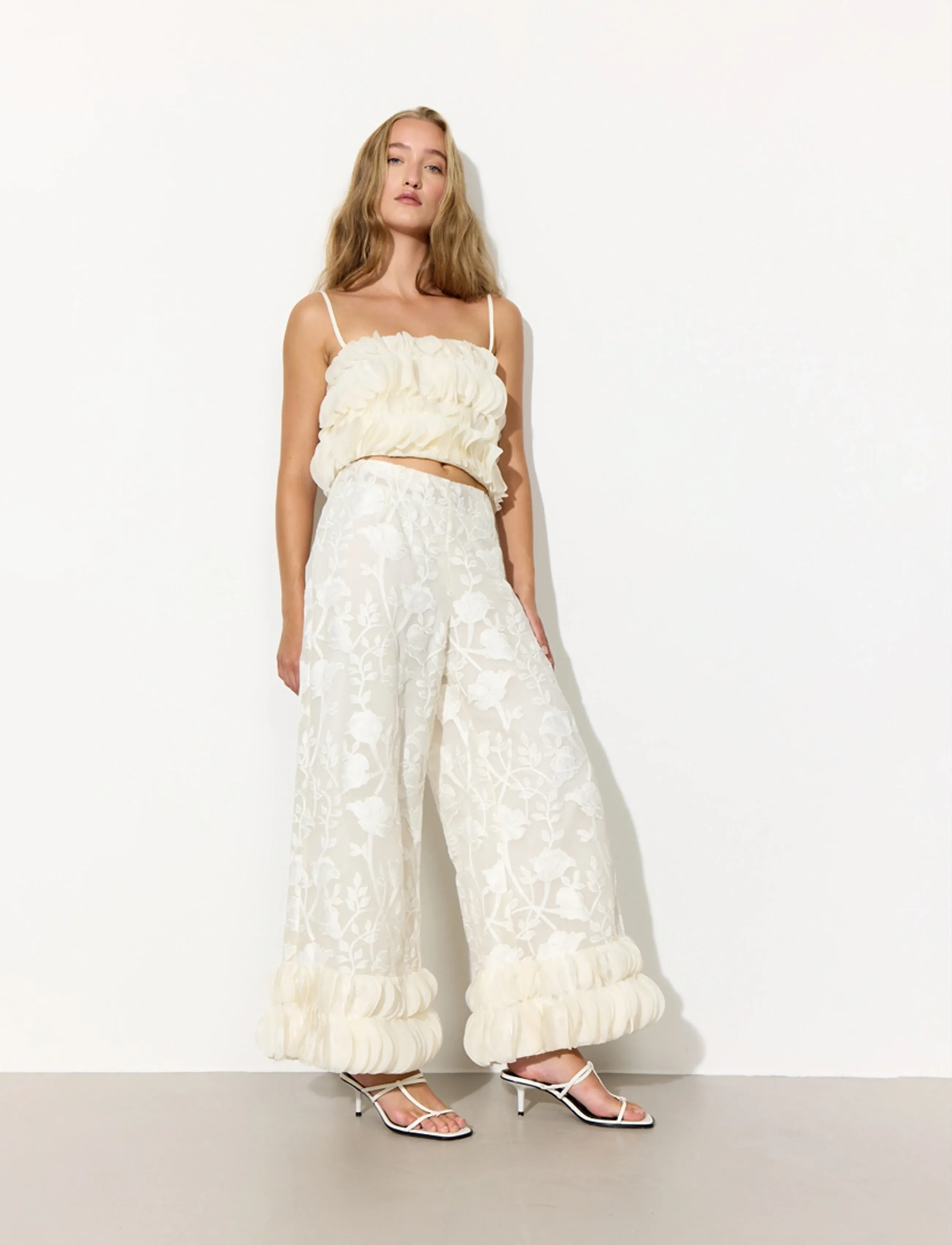 Hunkøn - Aiko Trousers - hosen mit weitem bein - cream - 3