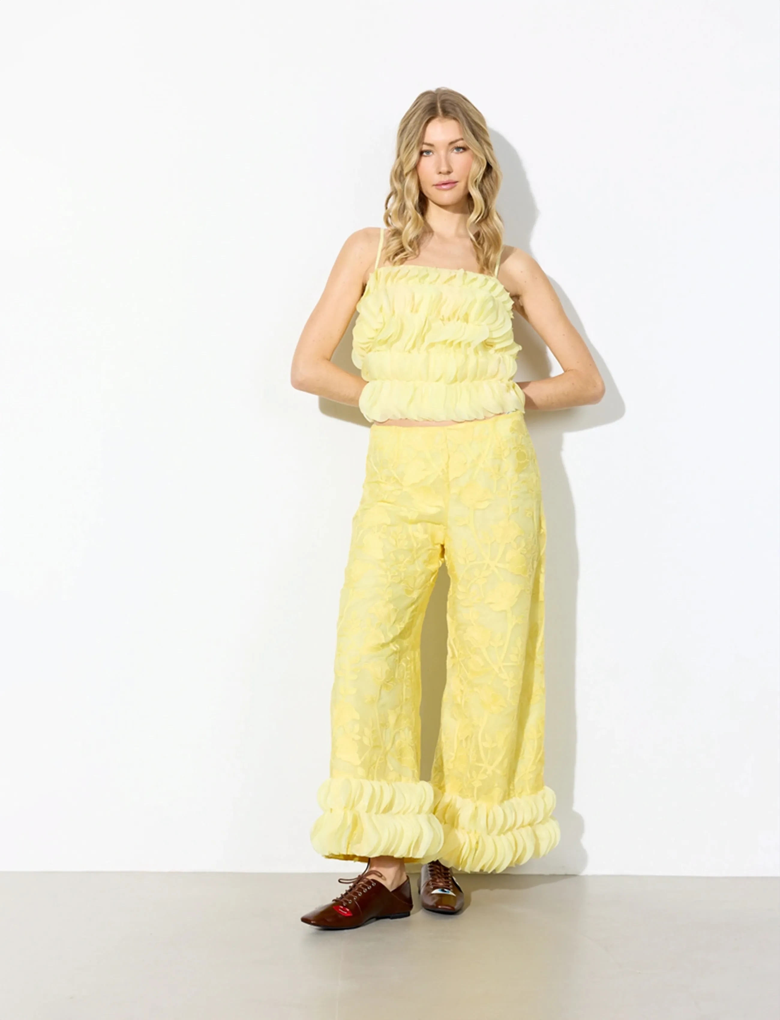Hunkøn - Aiko Trousers - hosen mit weitem bein - yellow - 3