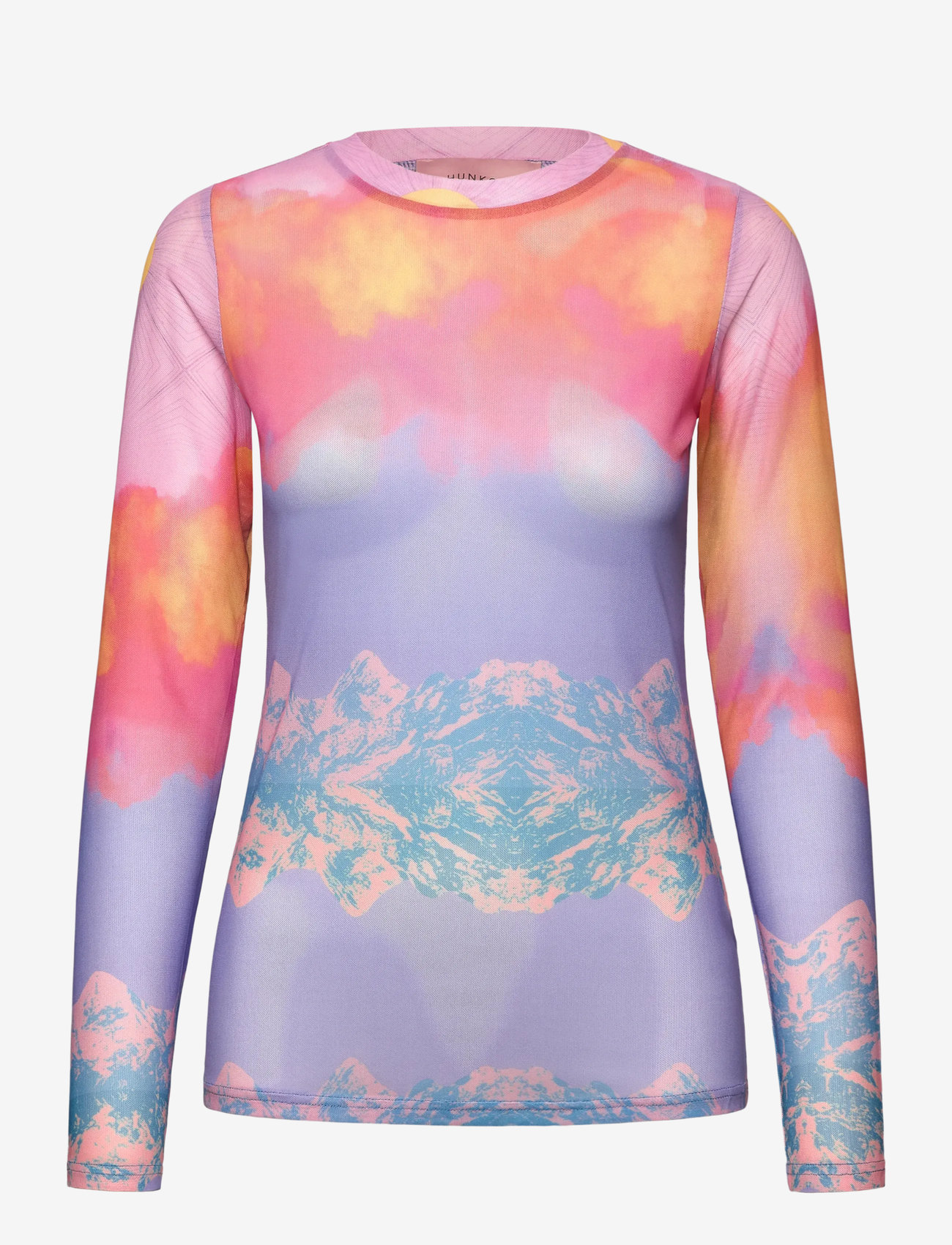 Hunkøn - Devon Mesh Blouse - langärmlige blusen - horizon art print - 0