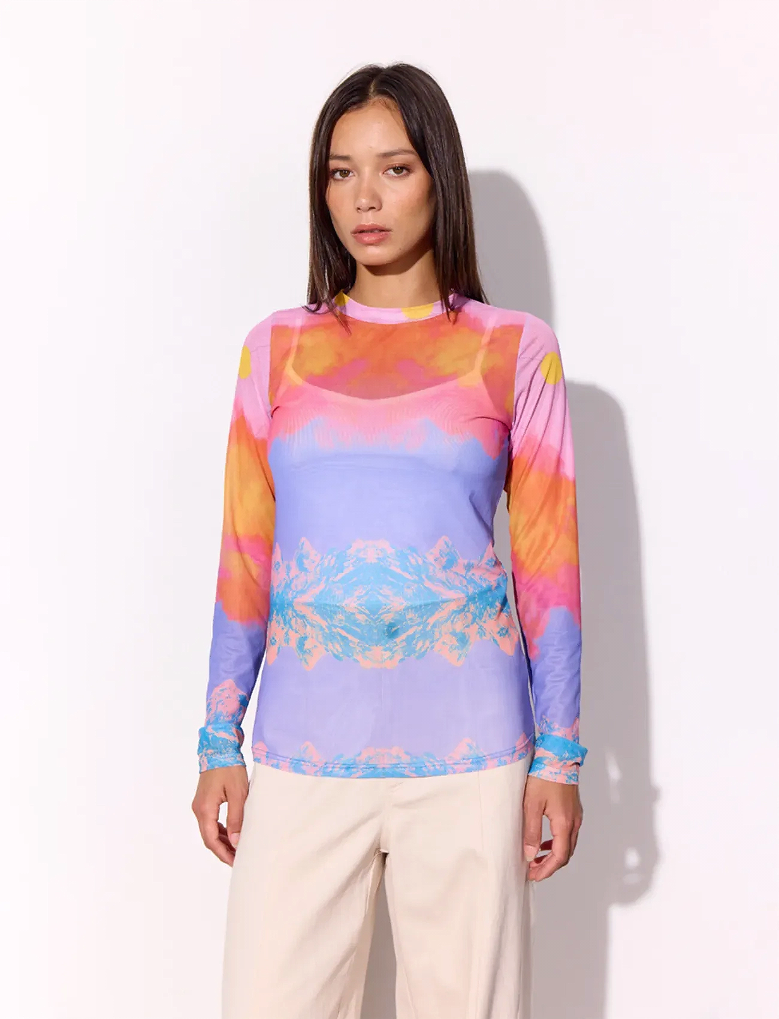 Hunkøn Devon Mesh Blouse - Blusar - HORIZON ART PRINT / multi