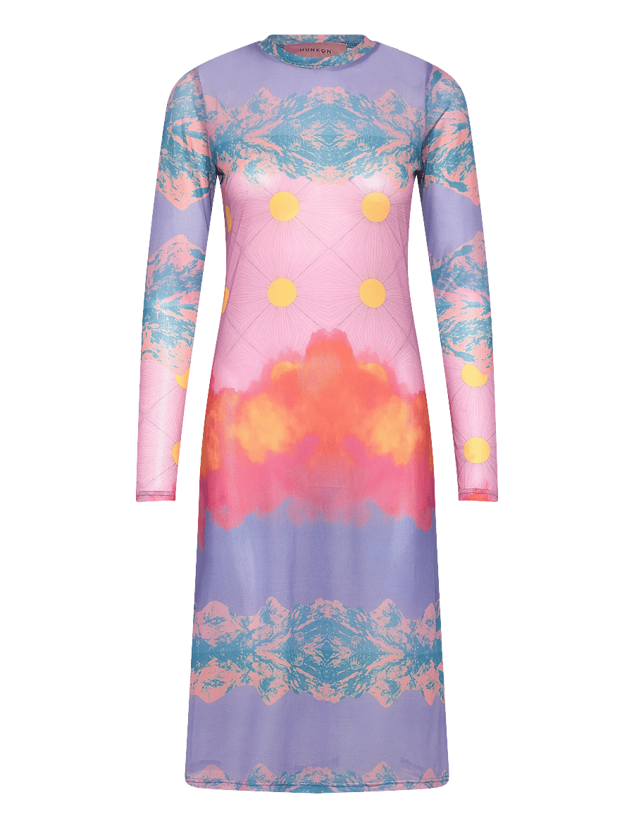 Hunkøn - Devon Mesh Dress - sommerkleider - horizon art print - 1
