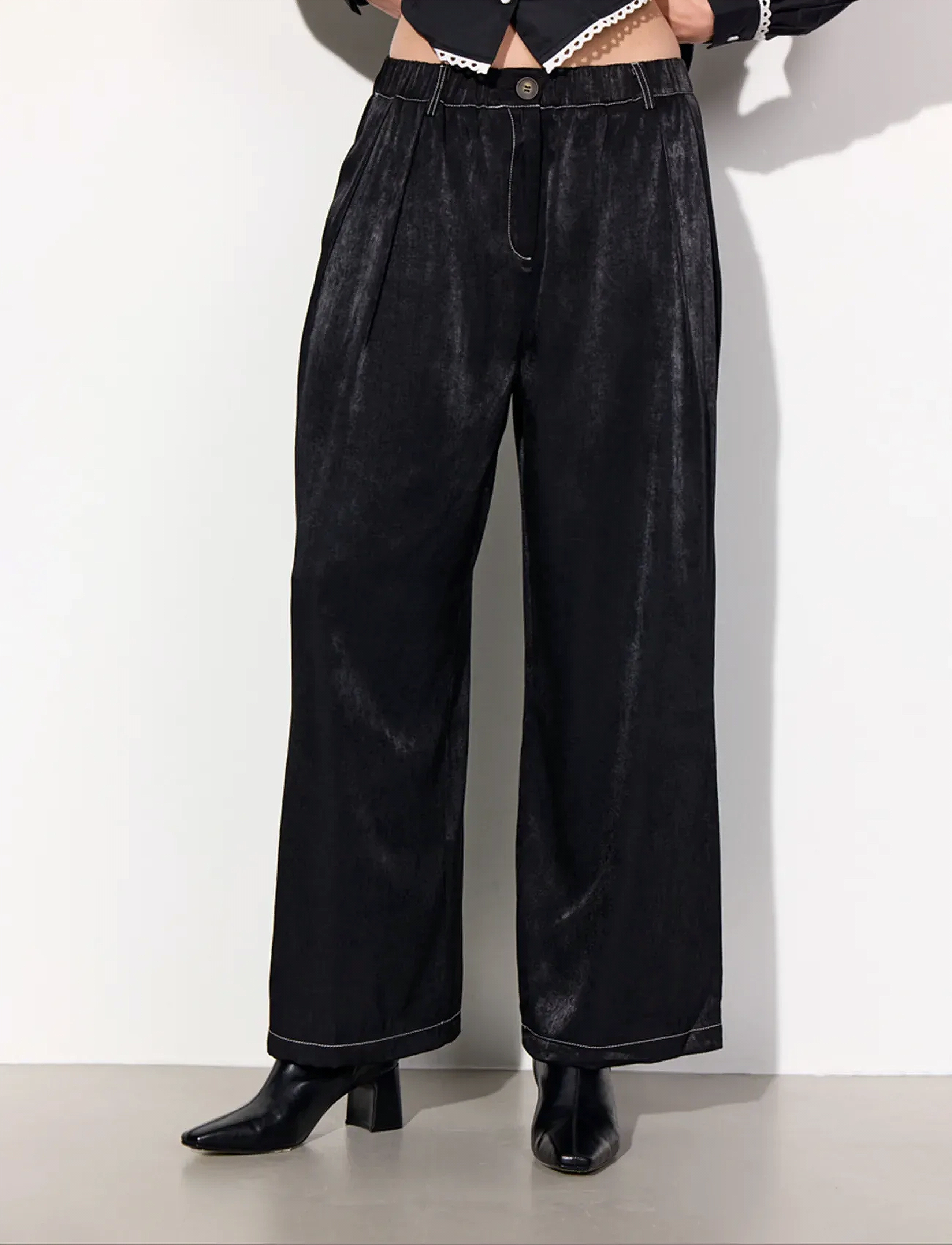 Hunkøn Andy Trousers, Kvinder, Plisserede Vide Bukser, Sort, Str: S