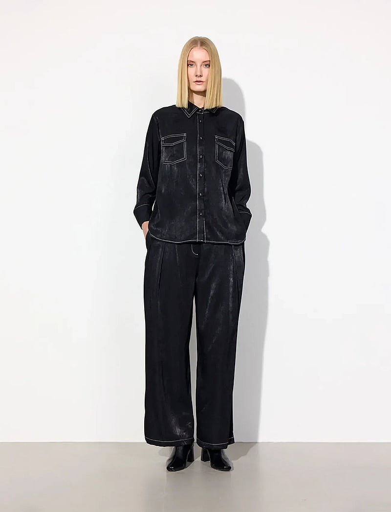 Hunkøn - Andy Trousers - bukser med brede ben - black - 5