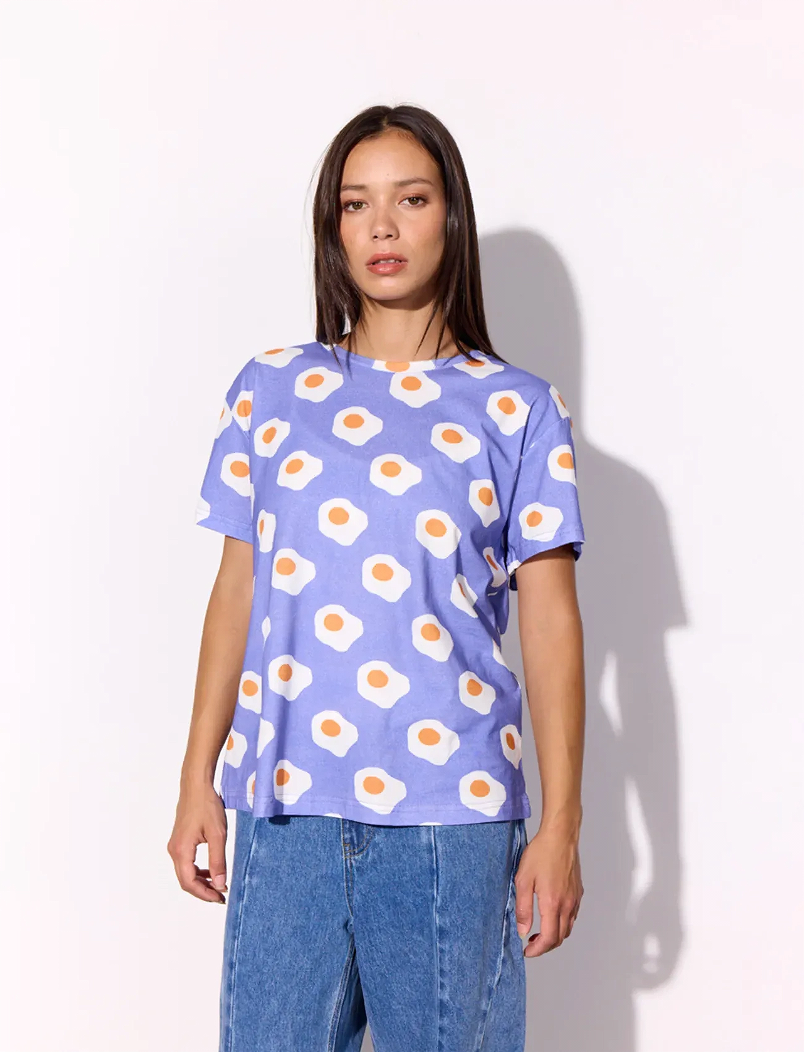 Hunkøn Eggs T-Shirt, S, Purple, T-Shirts & Toppe > Kortærmede, Dame