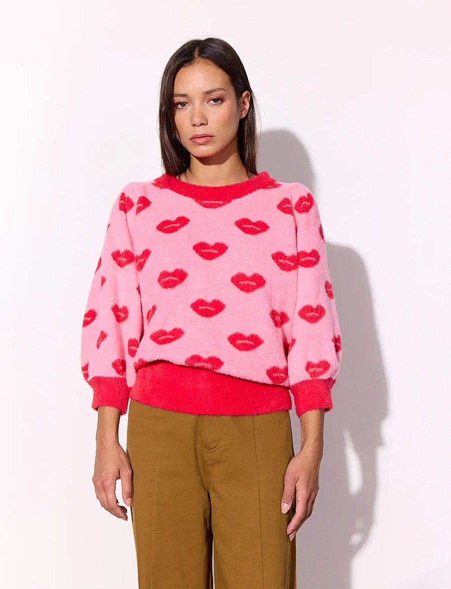 Hunkøn - Lilou Blouse - striktrøjer - kiss me art print - 0