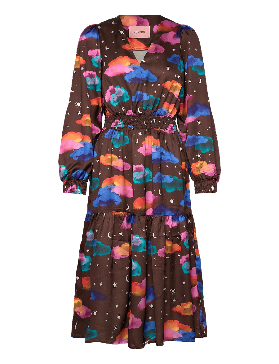 Hunkøn - Sonja Dress - midikleider - cocoa sky art print - 1