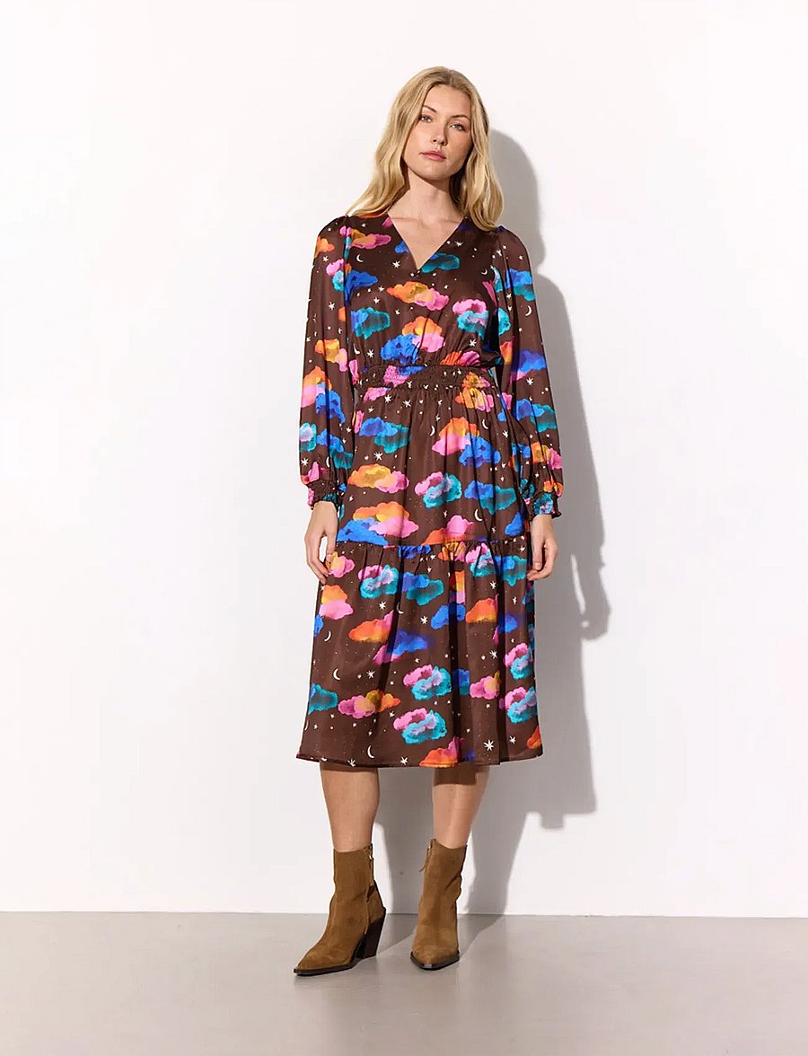 Hunkøn - Sonja Dress - midikleider - cocoa sky art print - 0
