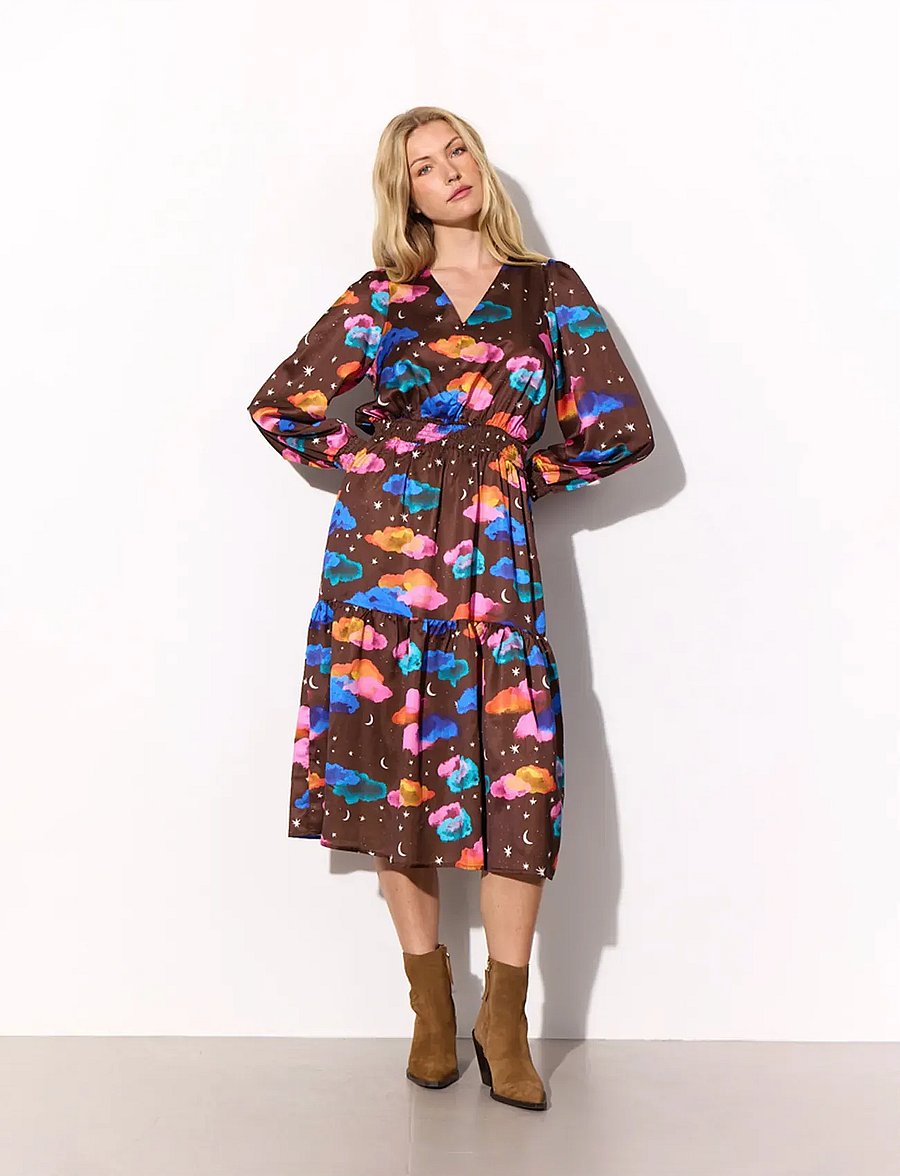 Hunkøn - Sonja Dress - midikleider - cocoa sky art print - 3