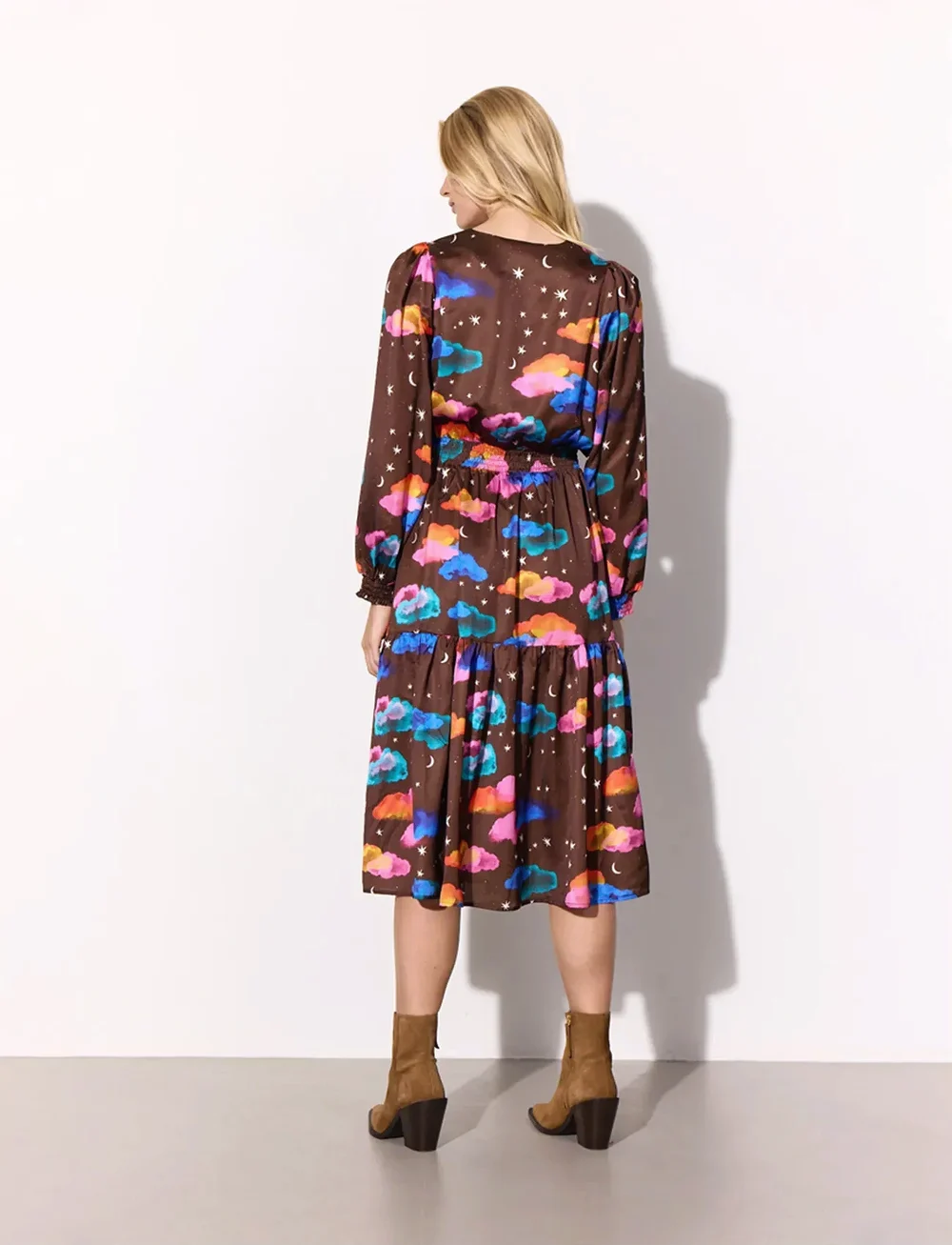 Hunkøn - Sonja Dress - midimekot - cocoa sky art print - 4