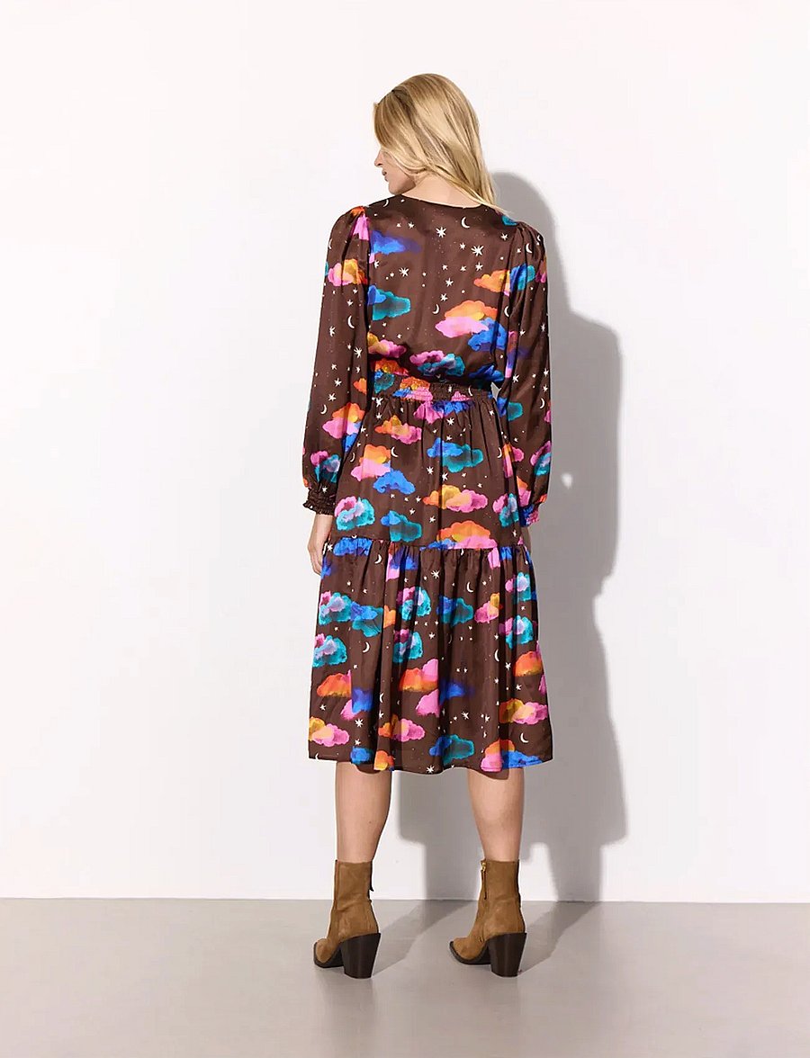Hunkøn - Sonja Dress - midikleider - cocoa sky art print - 4