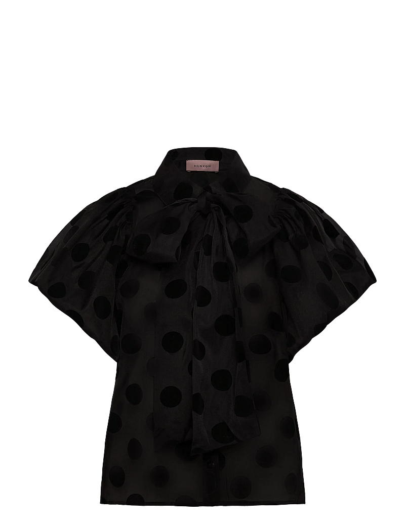 Hunkøn - Bobby Shirt - kurzämlige blusen - black w/dots - 1