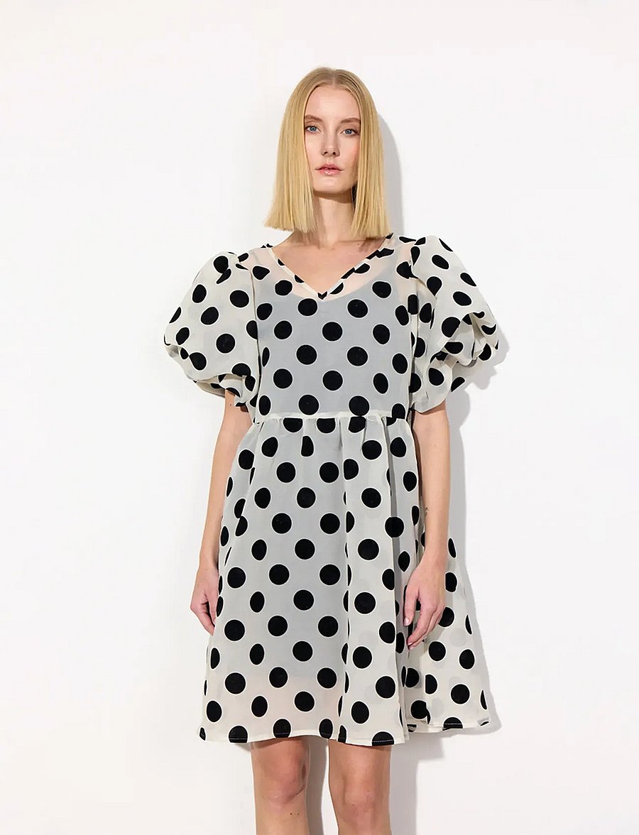 Hunkøn - Bobby Dress - midikleider - white w/ dots - 4