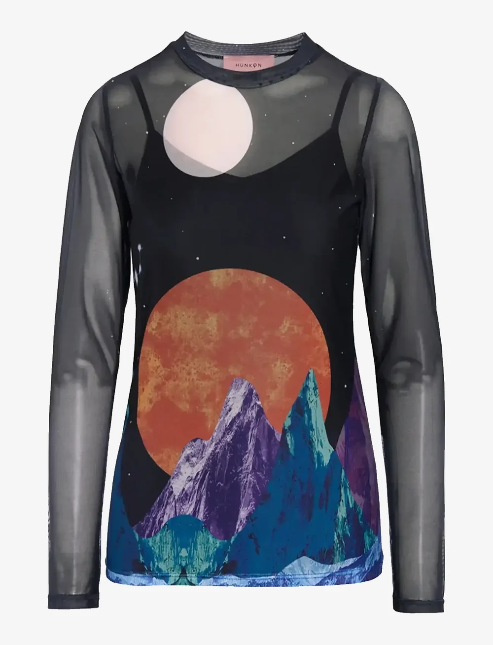 Hunkøn - Annika Mesh Blouse - langärmlige tops - outer space art print - 1