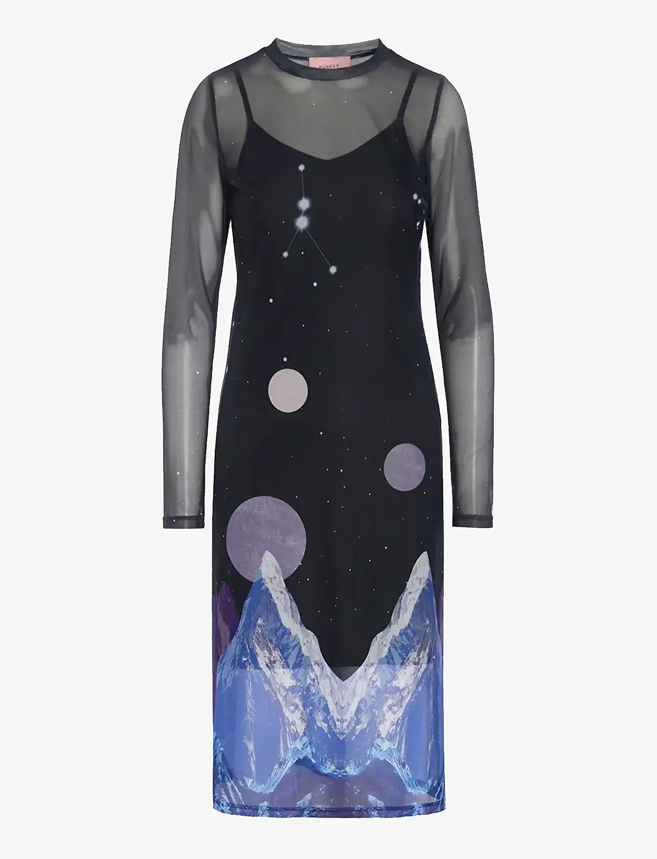 Hunkøn - Annika Mesh Dress - vabaaja kleidid - outer space art print - 1