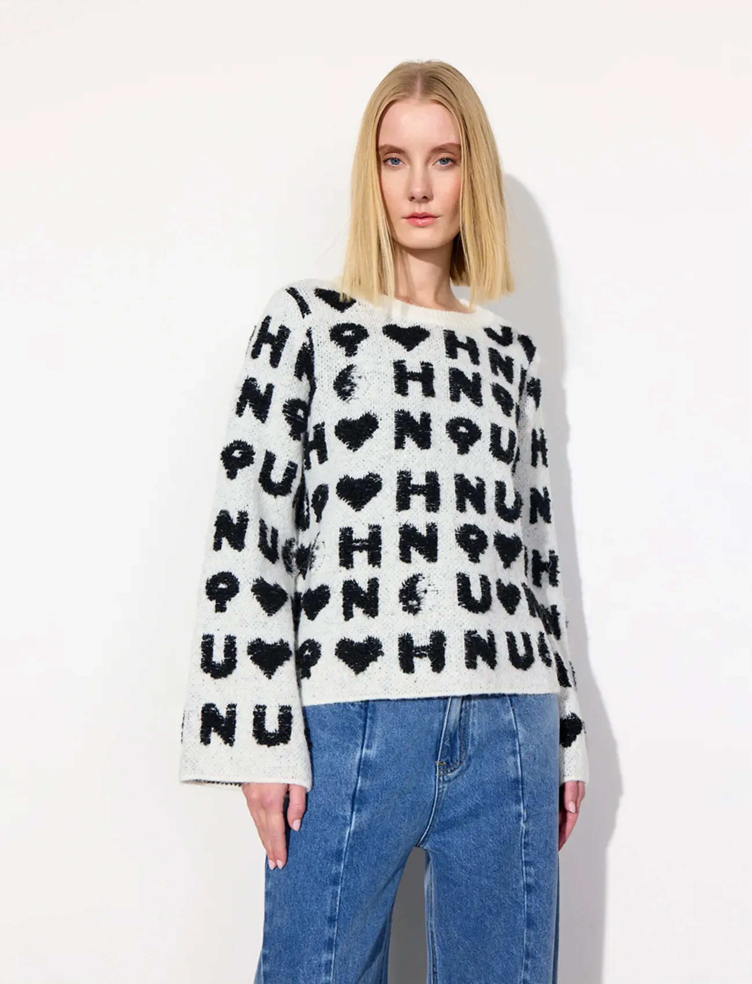 Hunkøn Jenny Knit Blouse, L, White, Strik > Trøjer, Dame