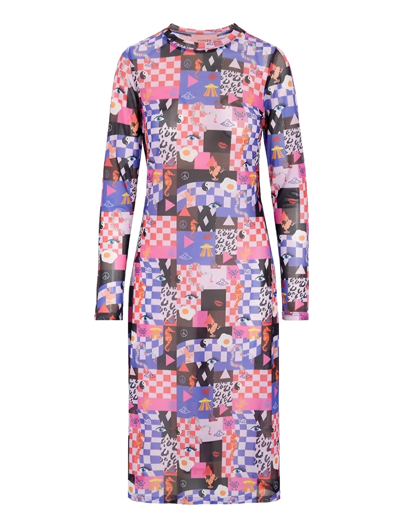 Hunkøn Madison Mesh Dress - T-kreklu kleitas - MULTIVERSE ART PRINT / pink/rose
