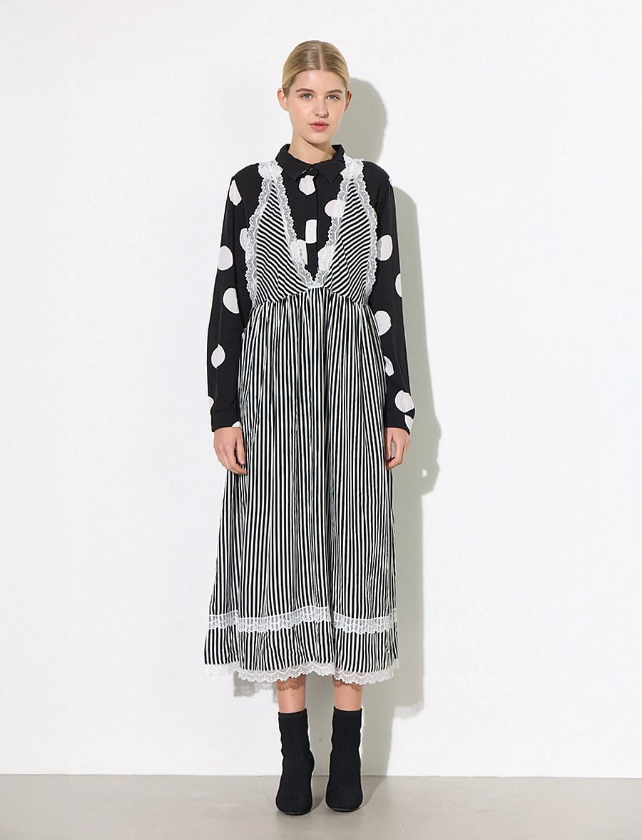 Hunkøn - Vicky Dress - maxi kjoler - black striped - 0