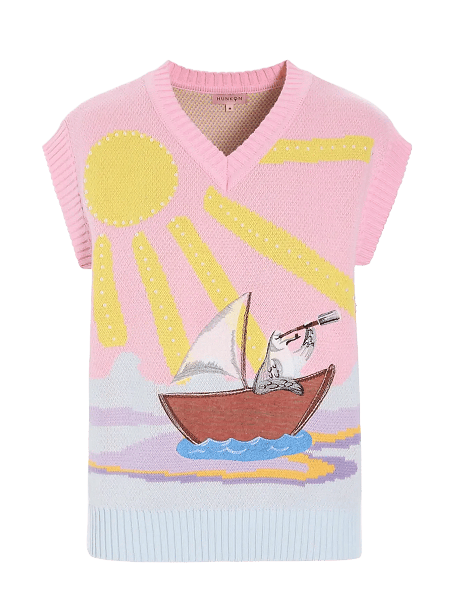 Hunkøn - Bubbles Vest - knitted vests - pink sea - 1