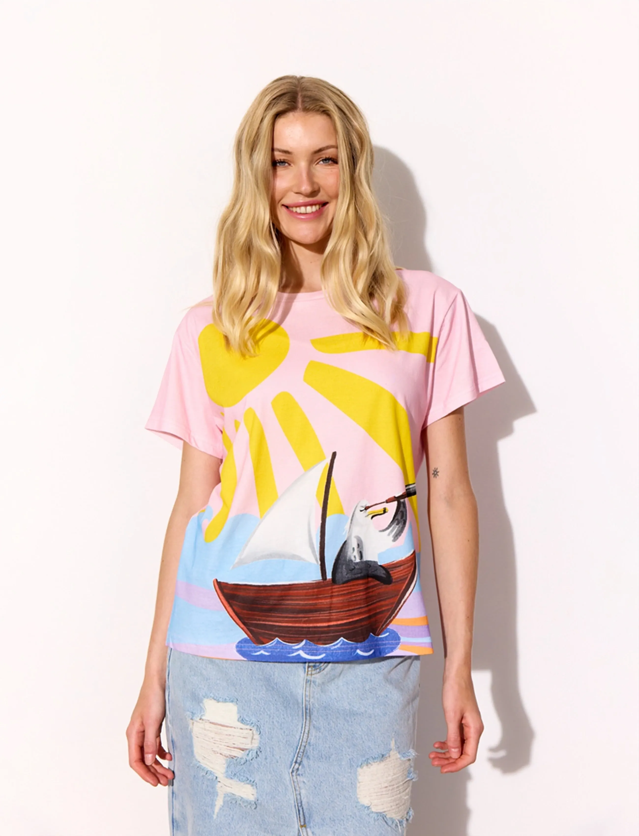 Hunkøn Azura T-shirt - T-shirts - SUNNY PINK / pink/rose
