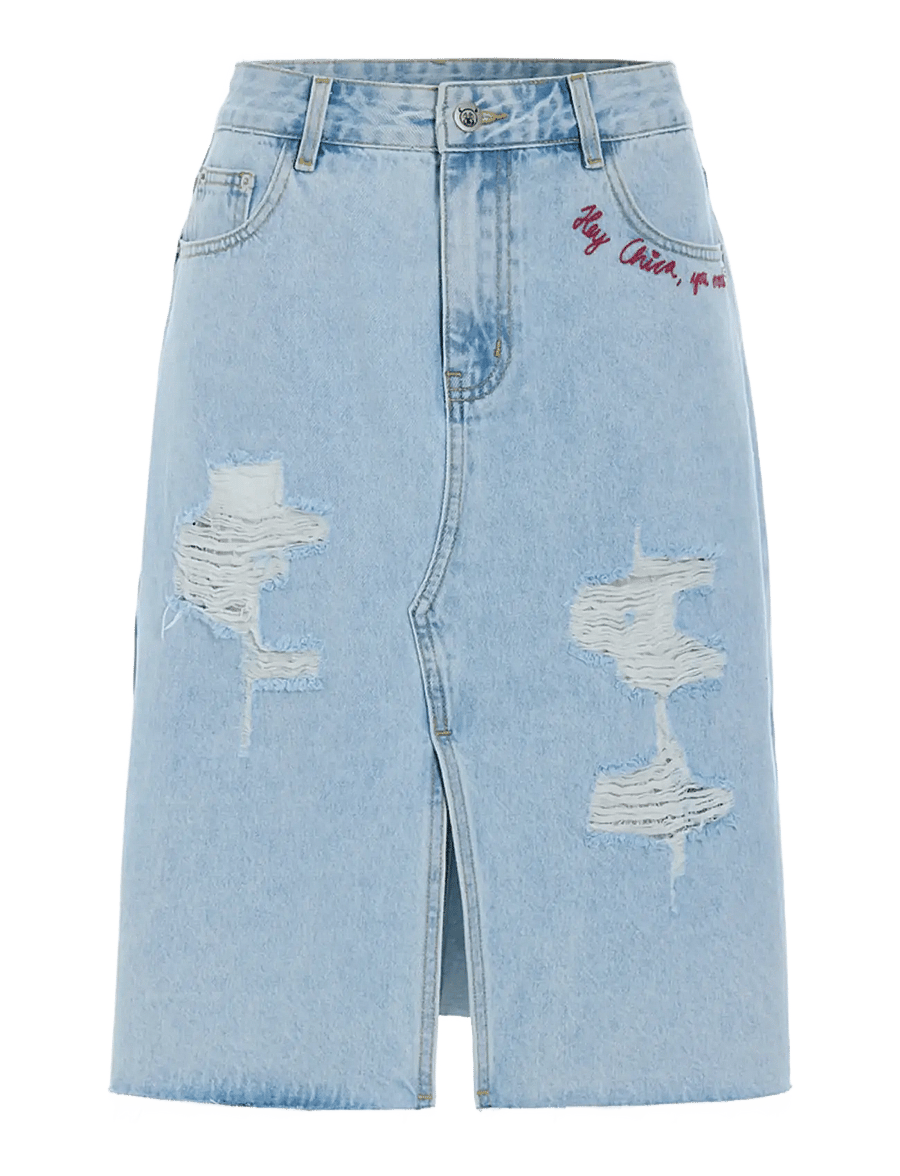 Hunkøn - Kenna Denim Skirt - jeanskjolar - light denim - 1