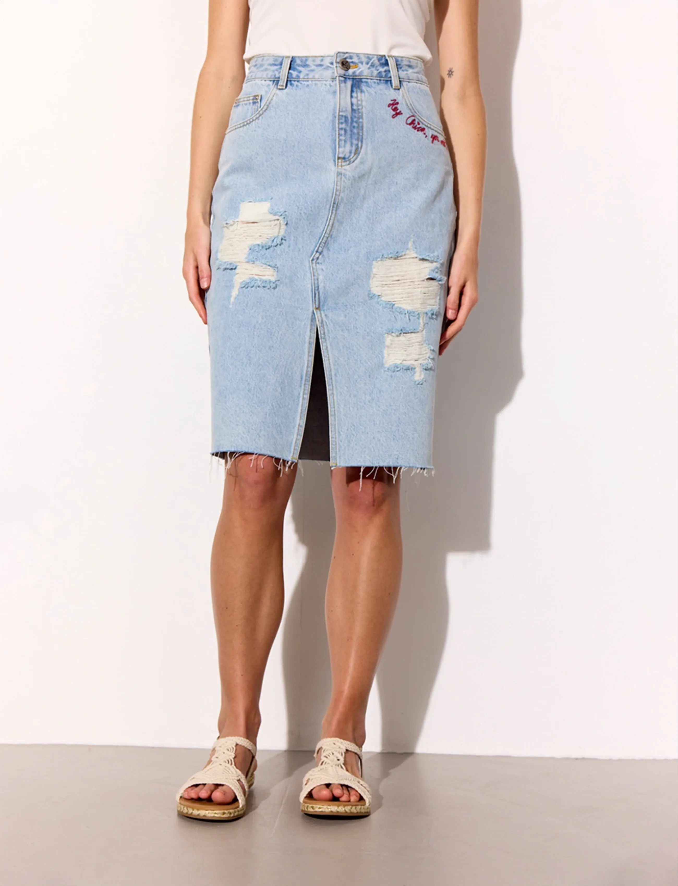 Hunkøn Kenna Denim Skirt - Midi skirts - LIGHT DENIM / blue