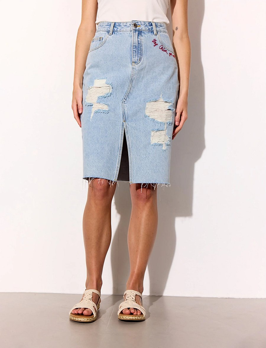 Hunkøn - Kenna Denim Skirt - jeanskjolar - light denim - 0