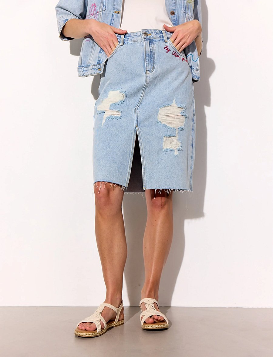 Hunkøn - Kenna Denim Skirt - jeanskjolar - light denim - 4