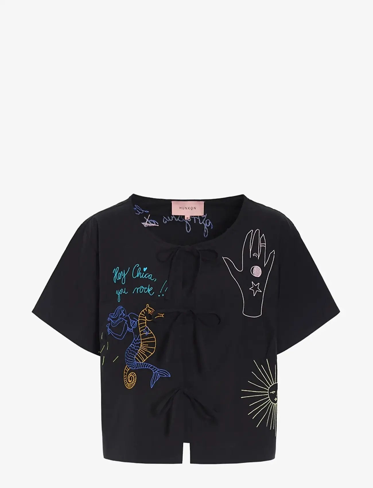 Hunkøn - Nima Shirt - short-sleeved blouses - black - 1