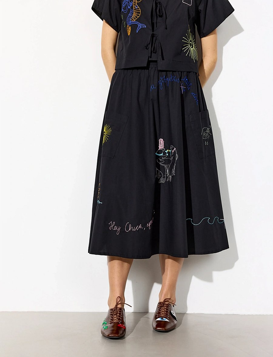 Hunkøn - Nima Skirt - midi-röcke - black - 0