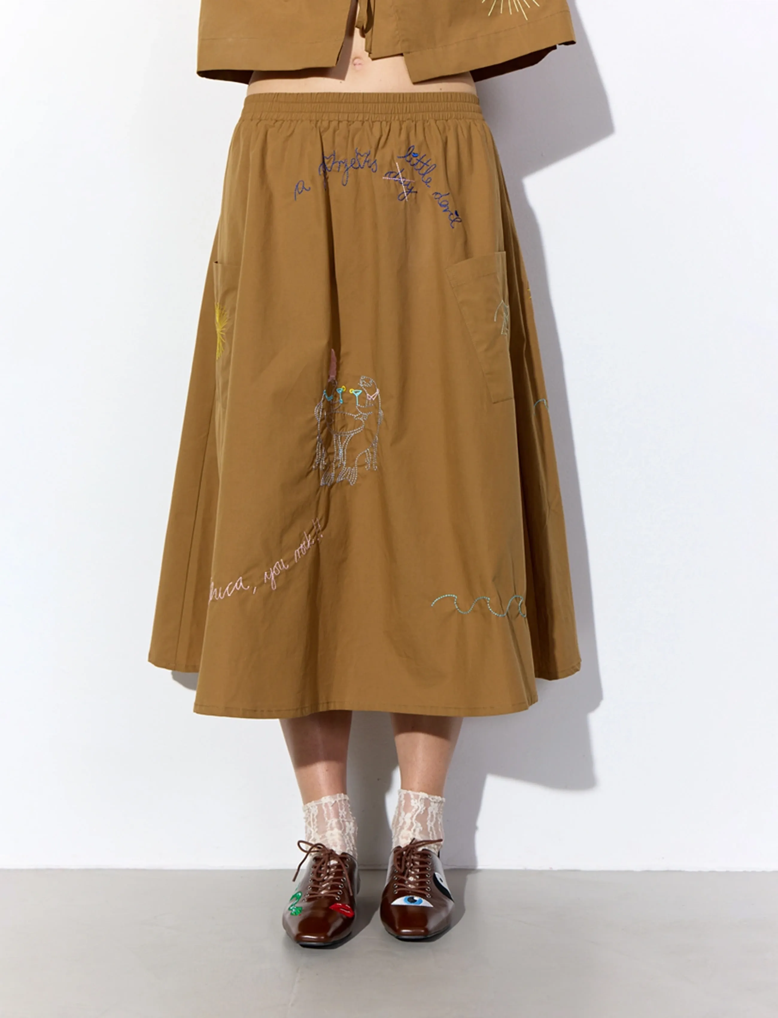 Hunkøn Nima Skirt, XL, Röcke, Braun - Knee-length & Midi Frauen