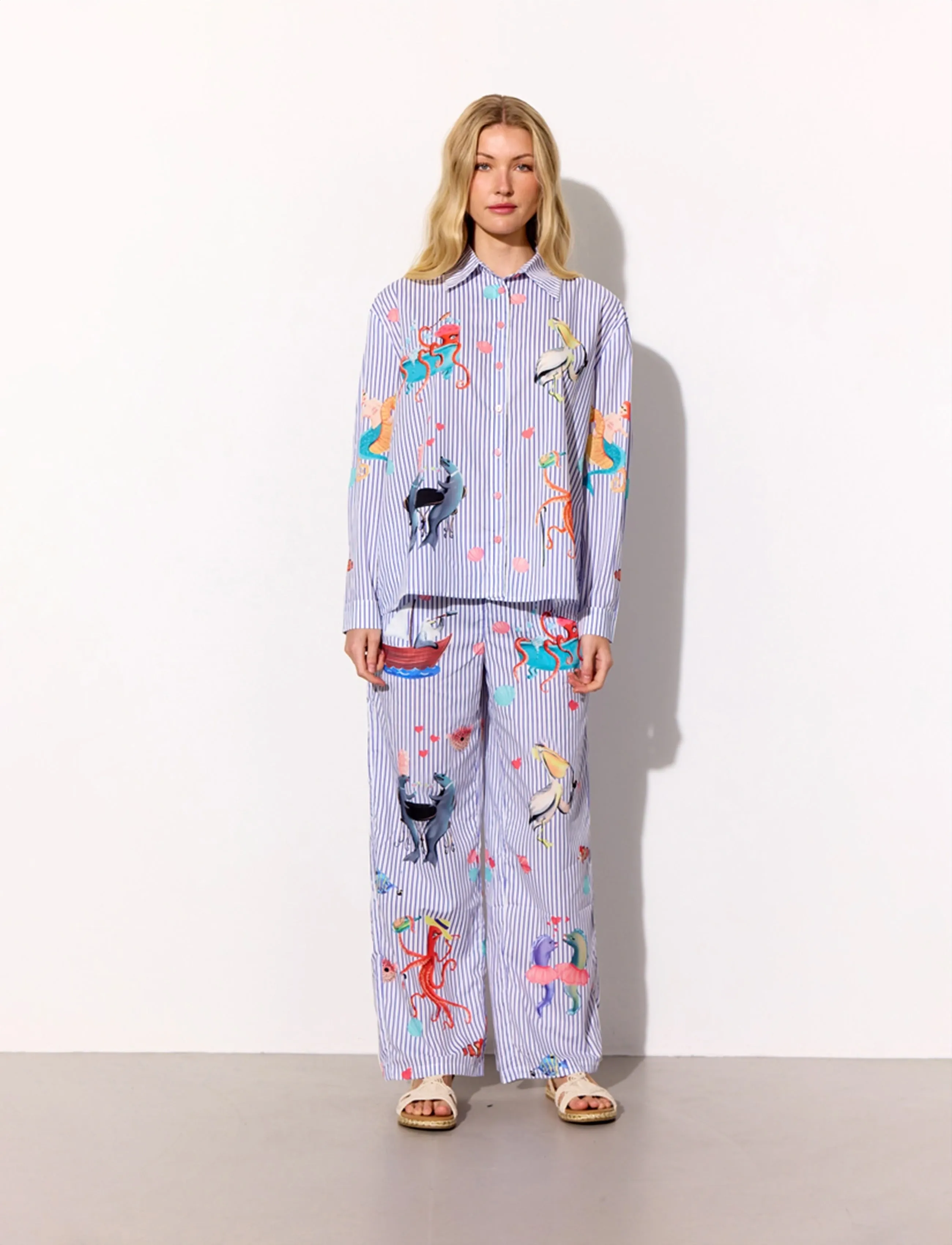 Hunkøn - Nessie Shirt - krekli ar garām piedurknēm - blue ocean art print - 3