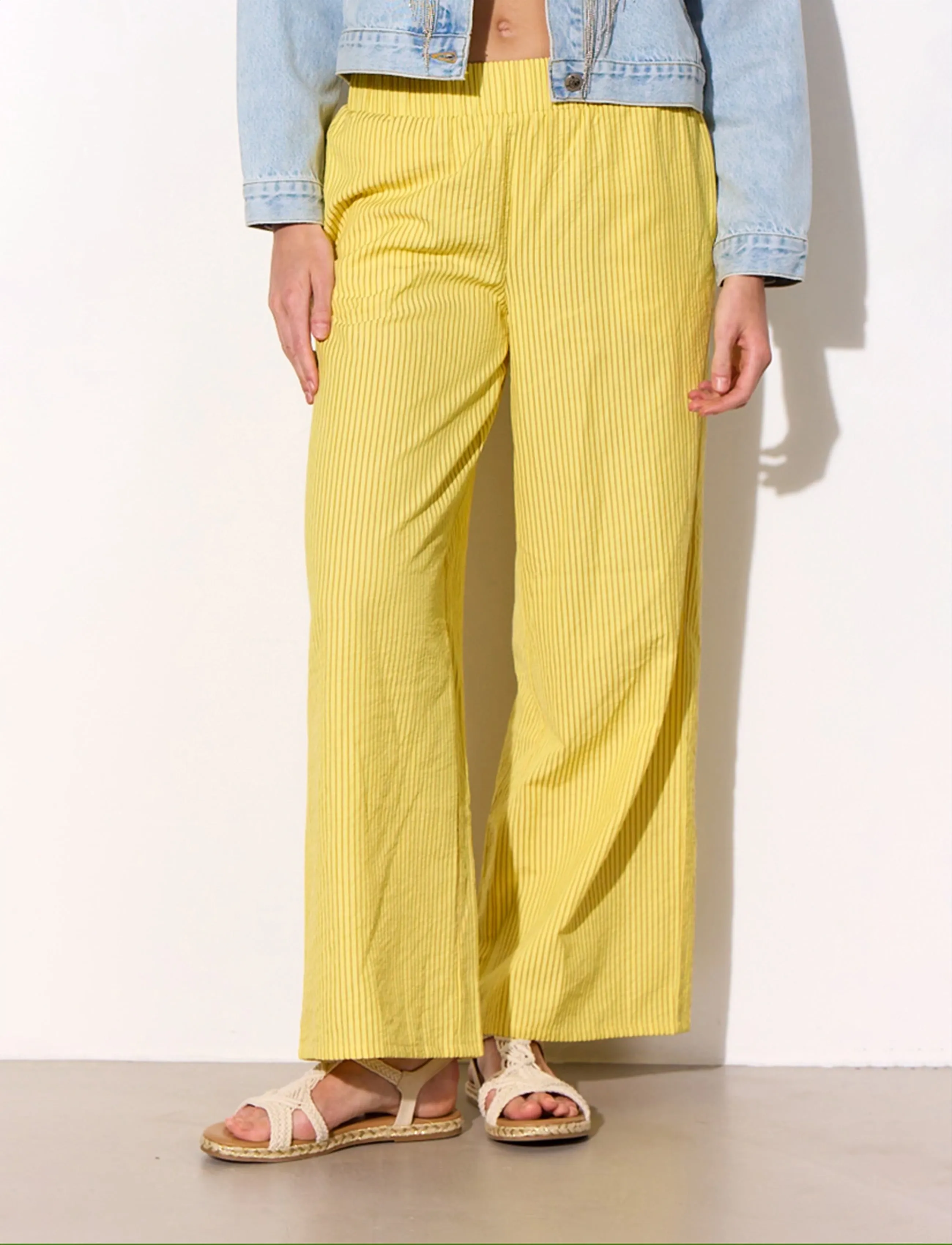 Hunkøn Gudrun Trousers, XS, Yellow, Bukser > Brede Ben, Dame