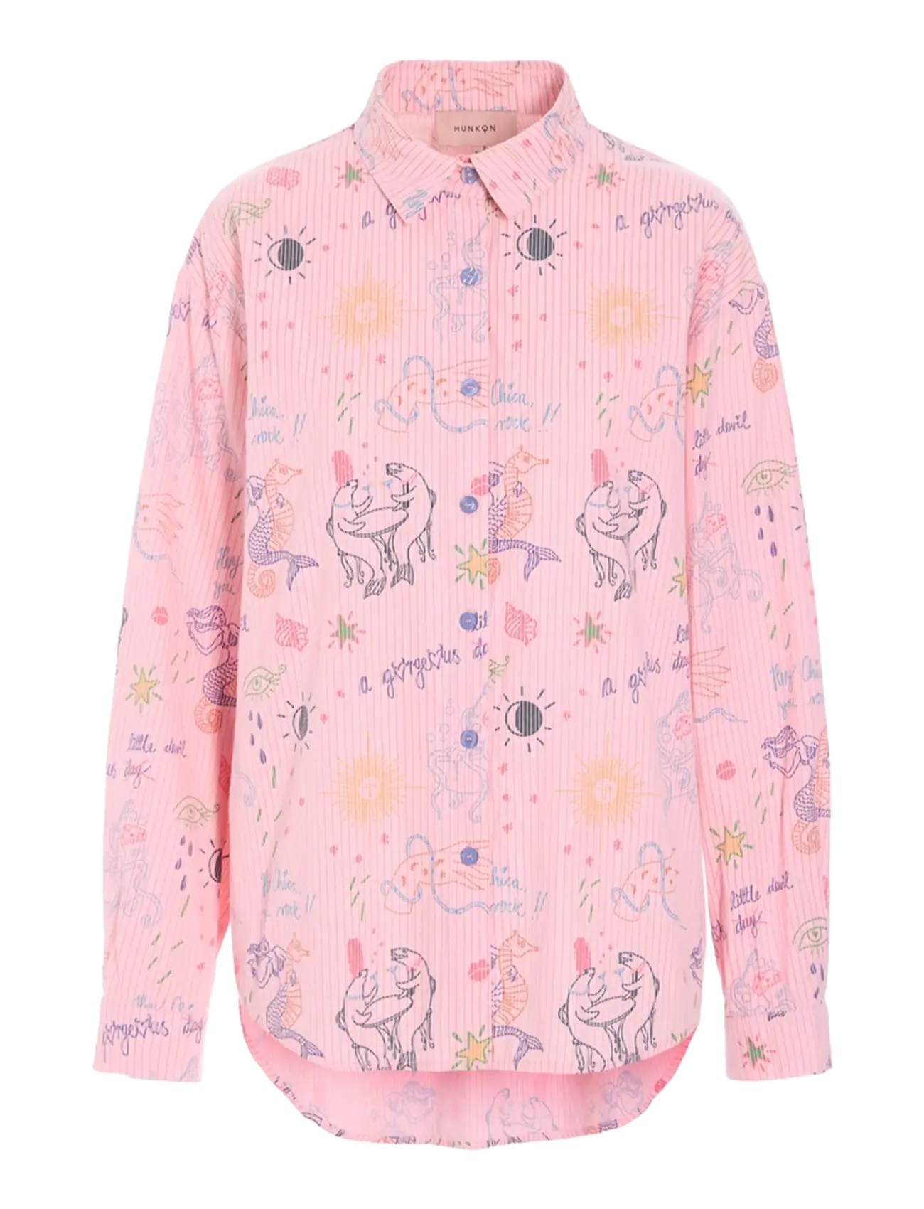 Hunkøn Zoe Shirt - Kläder - PINK SEA CREATURES ART PRINT / pink/rose