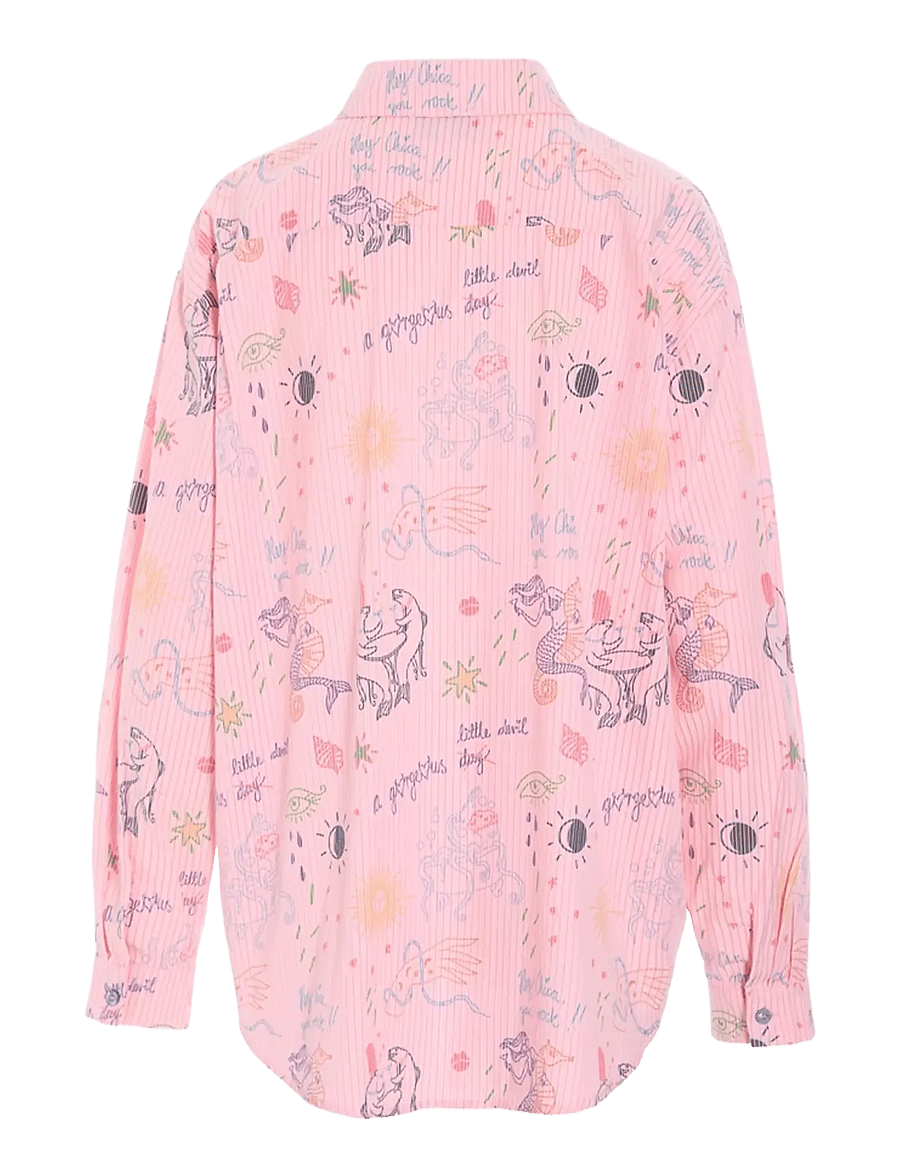 Hunkøn - Zoe Shirt - langärmlige hemden - pink sea creatures art print - 2